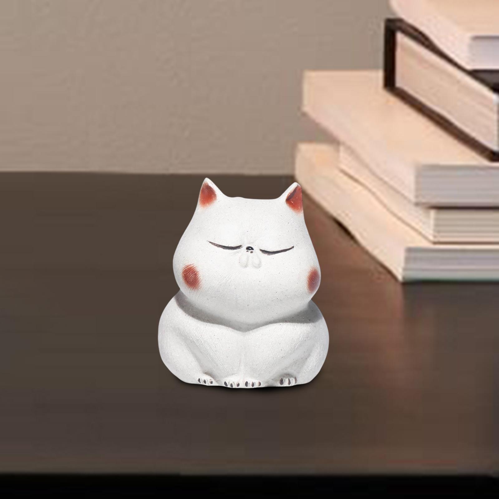 

Purple Clay Cats Tea Pet Friends Gift Kitten Statue for Office Desk Tearoom білий