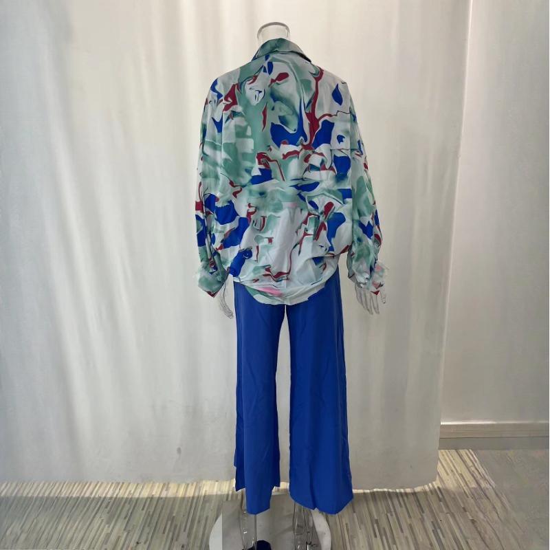Summer Women's Printed Shirt Style, Loose and Breathable, Stylish Trousers, Fashionable and Casual Set