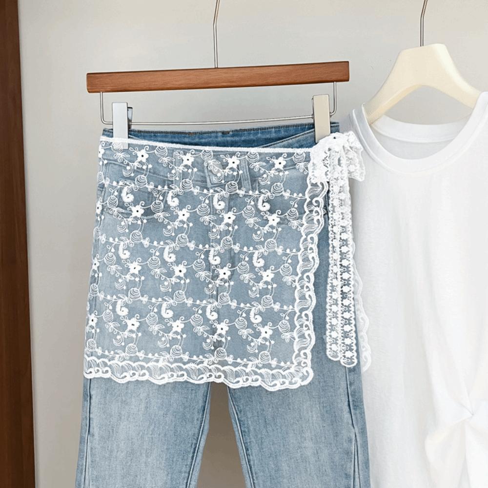 Slim Fit Lace Fart Curtain Jeans Decor Women's Scarf Trendy Hip Curtain  for Women
