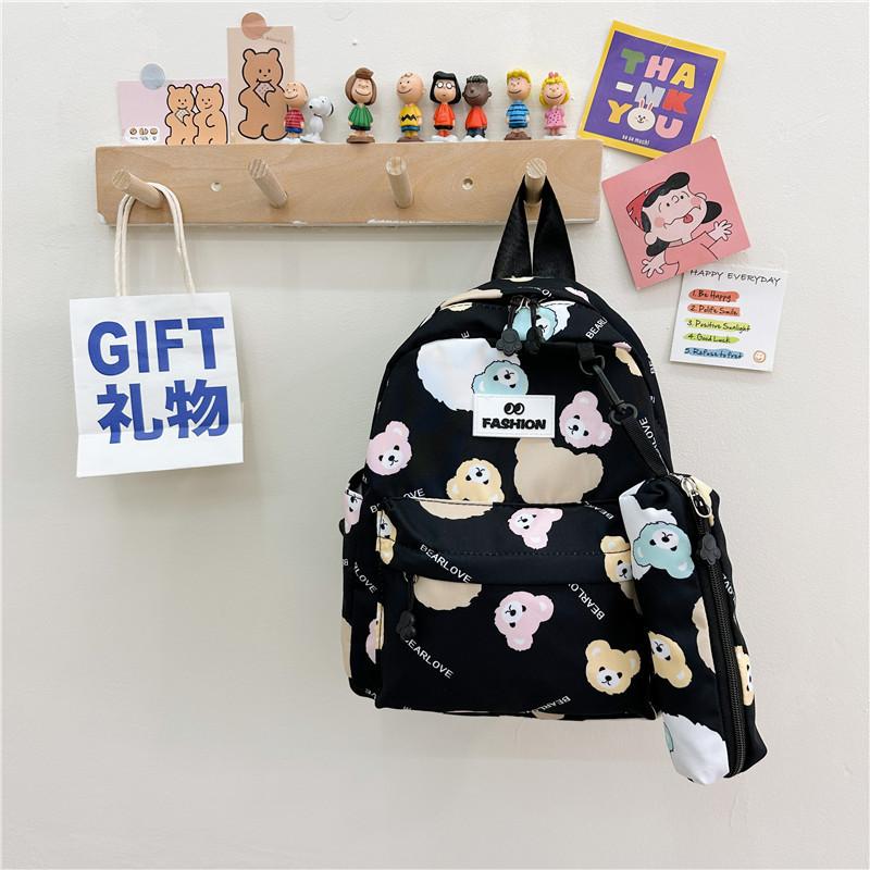 Polyester Cartoon Bear Kids Backpack With Lightweight Design For School
