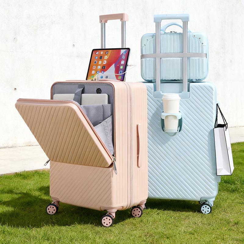 24-Inch Silent Universal Wheel Suitcase with Front Opening and Combination Lock