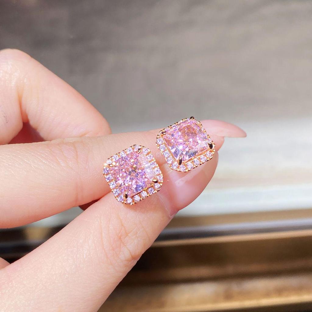 18K Vergoldete S925 Sterlingsilber Eisblumen Rosa Diamant Halskette für Damen