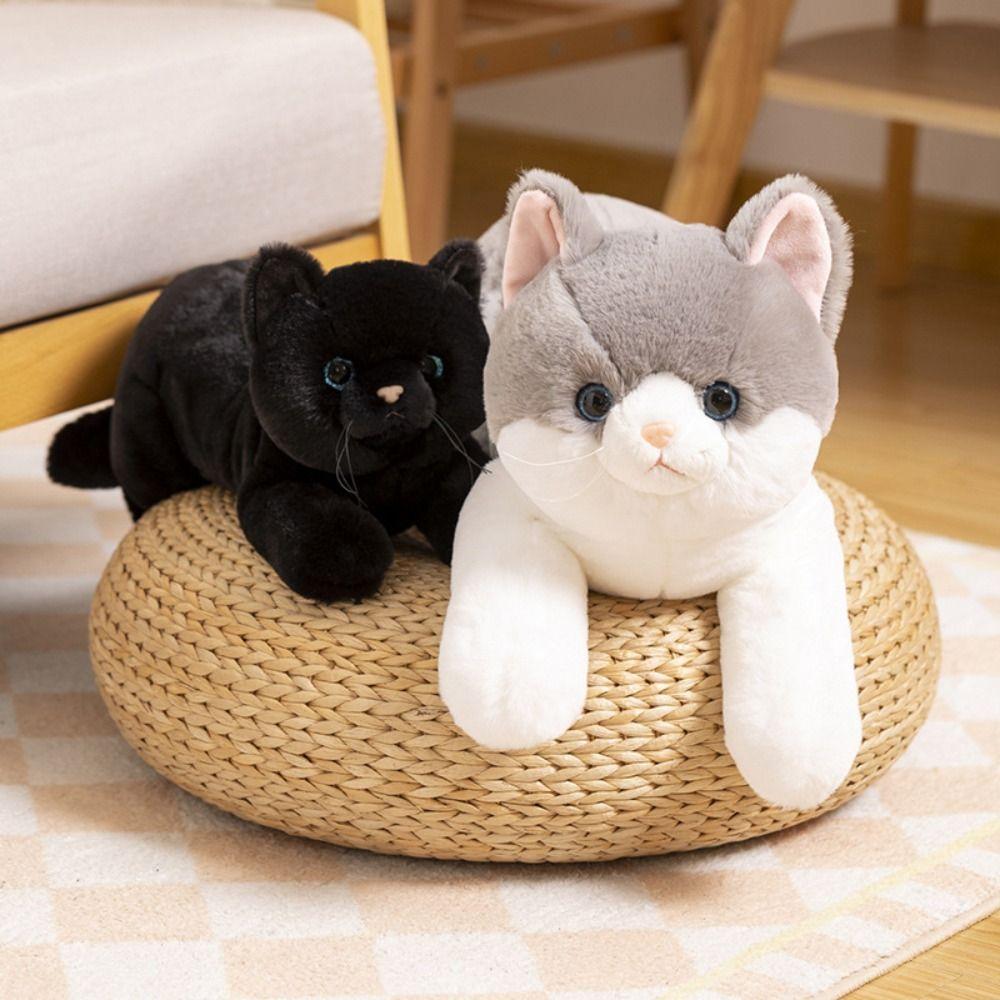 50cm Size Imitation Lying Cat Plush Toys Hairy Texture Realistic Cat Plush Toy Birthday Gift