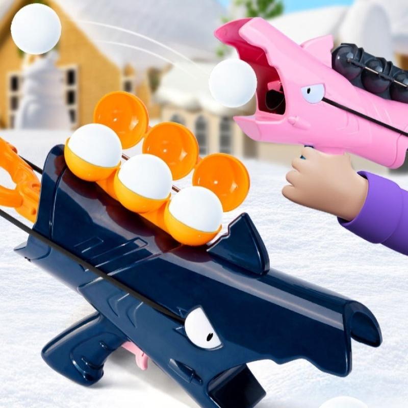 Generic Cartoon Shark Snowball Gun And Cartoon Duck Snowball Clip Soft Launcher Kids Outdoor Winter Snow Fight Play Toy