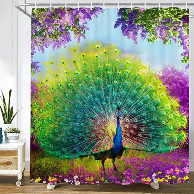 3D kwiaty i ptaki pawie zasłona prysznicowa wodoodporne zasłony łazienkowe poliestrowa zasłona dekoracyjna do domu z zasłoną haczykową
