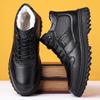 Men'S First-Layer Cowhide Cotton Shoes Winter Thickened Velvet Business Casual Shoes Fashion Thick-Soled Adult Warm Cotton Shoes