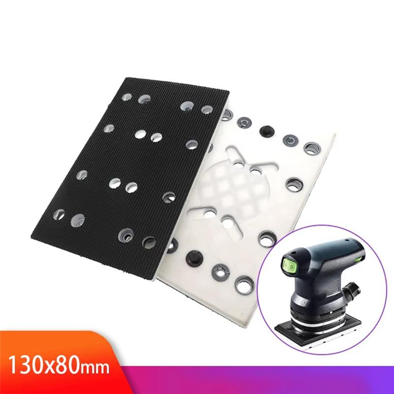 B97A-Hook Loop Andloop Sanding Pad 130X80mm 12 Holes Replacement Plate For Festool RTS 400 REQ Square Polishing Disc