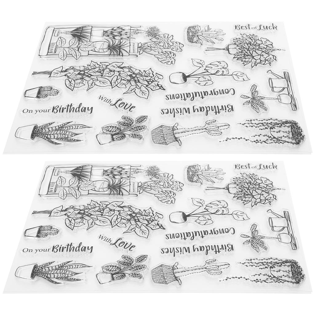 2Set Vase Pattern Transparent Stamp Crafts for DIY Scrapbook Photo Album Card Decoration