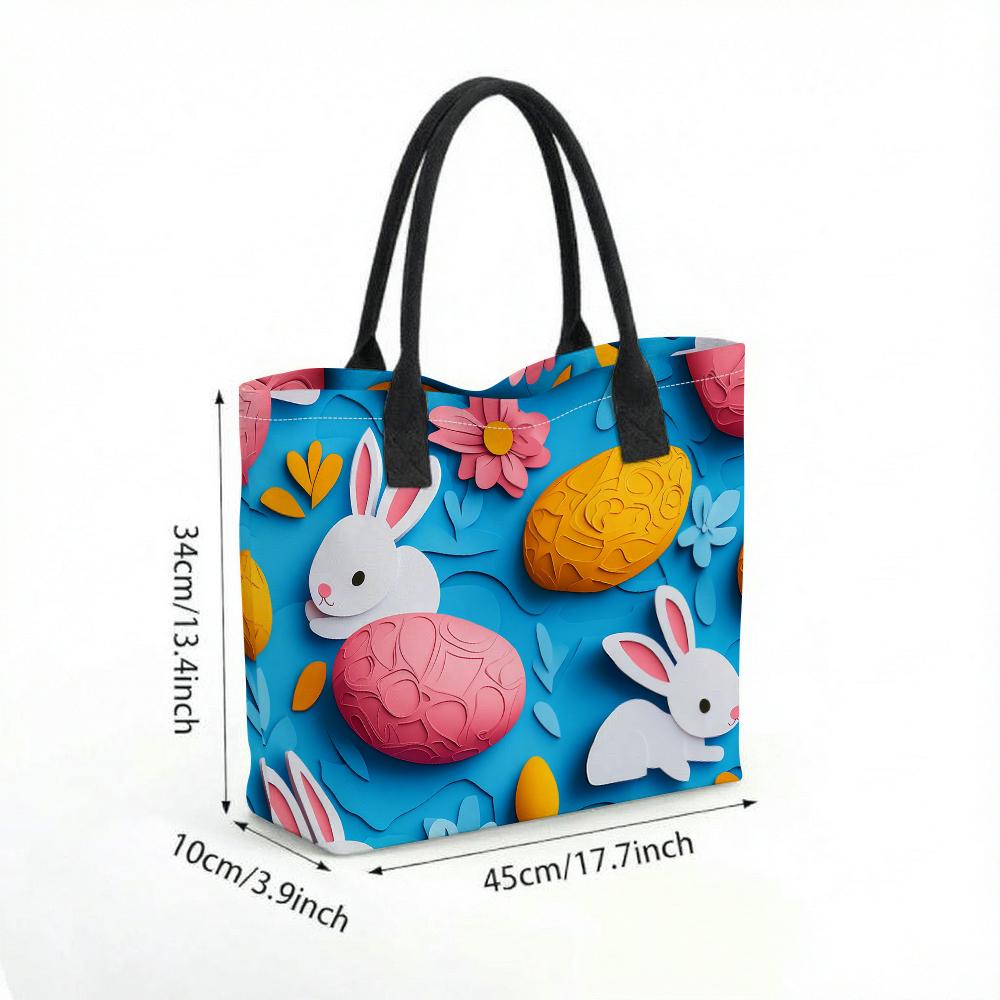  Cute Rabbit Easter Print Tote Bag Casual Large Capacity Outdoor Daily Handbag