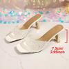 2026 Summer Sequin Open-Toe High Heel Slide Sandals for Women