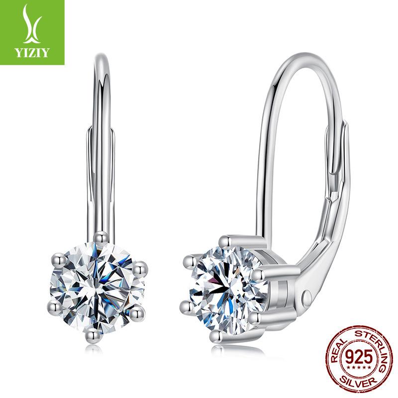 

Простые серьги-кольца с муассанитом для женщин, серьги из стерлингового серебра S925, роскошные, блестящие, на каждый день, универсальные 925 Silver