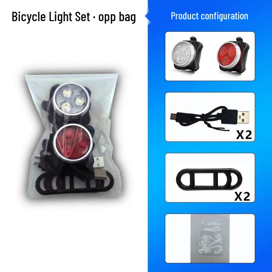 COB USB Rechargeable Bicycle Headlight & Taillight Set for Mountain Bikes