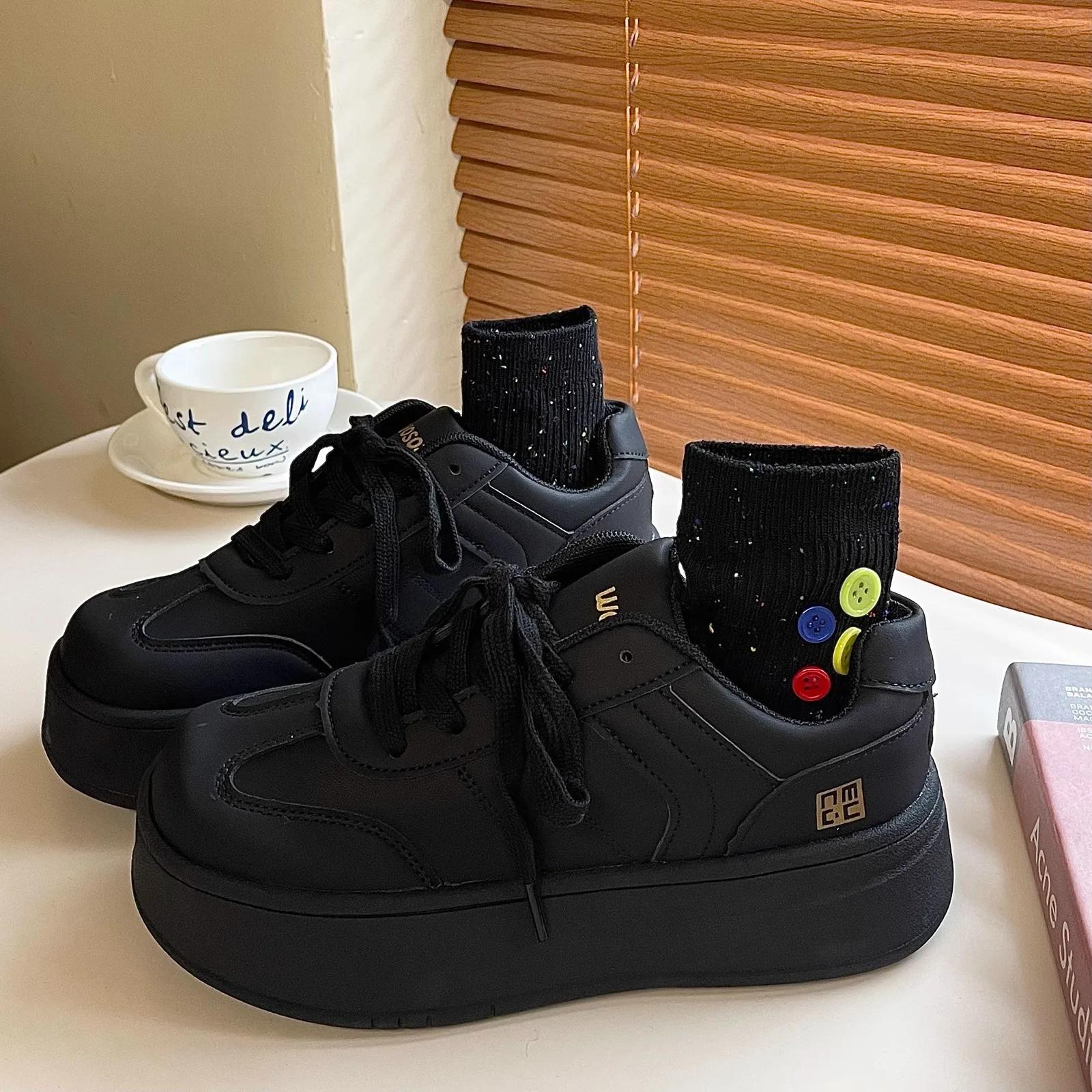 

Women Casual Sneakers Spring Fashion Women High Quality Flats Vulcanized Shoes Ladies Platform Walking Shoes Mujer 35 чёрный