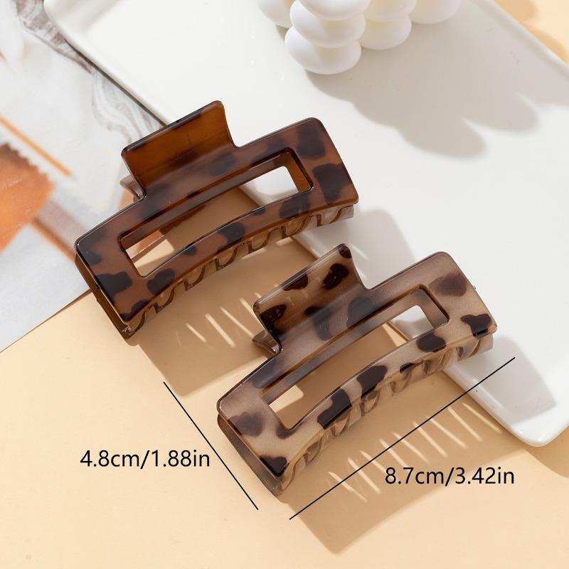 2pcs Leopard Print Hair Claw Set Stylish Back-of-the-Head Clips for Women's Daily Outfits and Party Wear Suitable for Bathing
