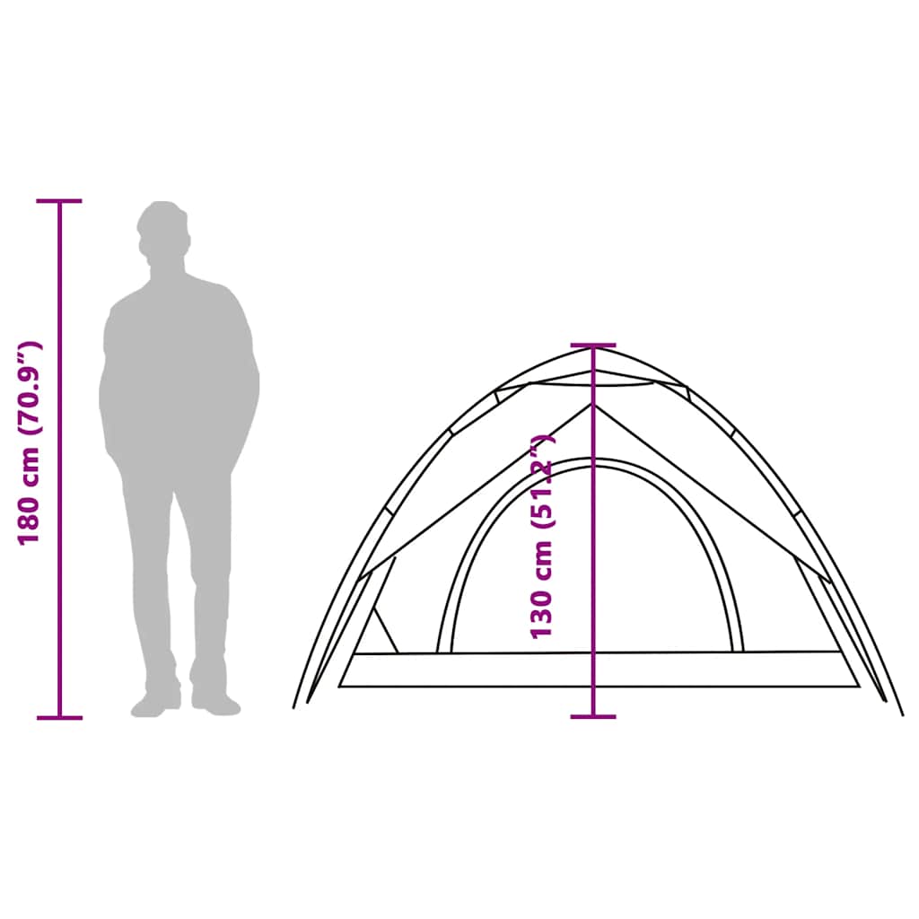 Dome Camping Tent for 2 Persons Green Quick Release