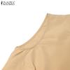 ZANZEA Women Casual Round Neck Sleeveless Pleated Patchwork Dress