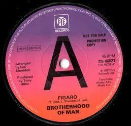 

7inch Record BROTHERHOOD OF MAN - Figaro 7N46037PROMO Pye Records 1977 UK Pop Used