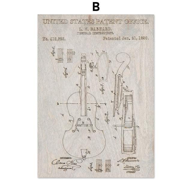 Guitar Violin Piano Dismantling Parts Lines Nordic Wall Art Posters And Prints Canvas Painting Pictures For Living Room Decor