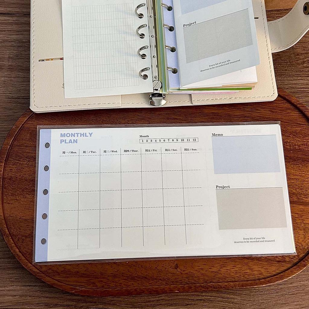 M5 Mini Binder Refill Pages Clear PP Cover Photo Album Portable 5-Hole Budget Planner Photocard Holder with Sleeves for School