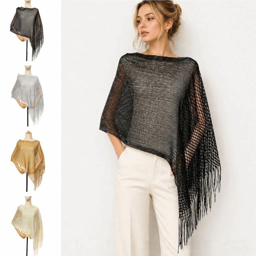 Solid Color Tassel Shawl Trendy Hollow Out Scarf Photo Props Evening Dresses Shawls Dinner Party