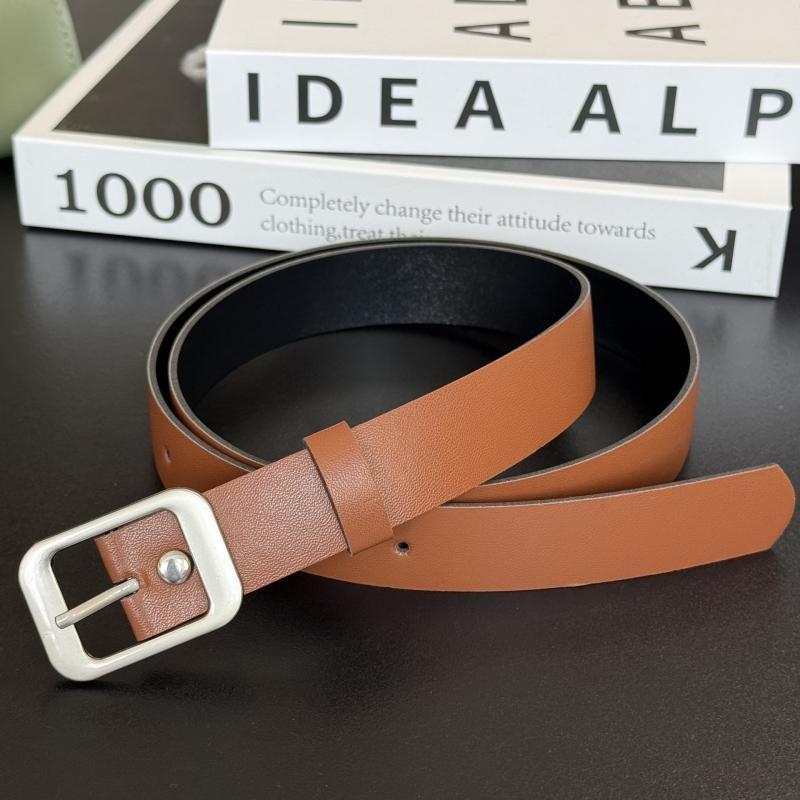 Fashion Pu Leather 102Cm Long 2.4Cm Wide Silver Square Metal Buckle Women Belts Matched Dress And Jeans Women'S Waistband