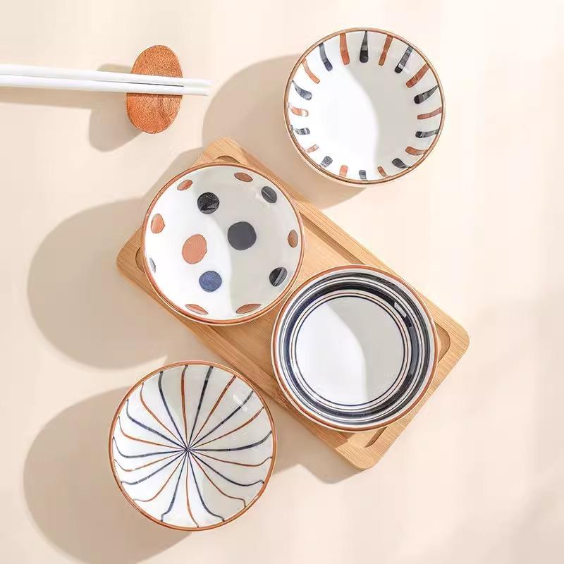 Ceramic Dipping With Vinegar Saucer, Underglaze Color, Small Round Saucer, Snack Hot Pot Restaurant, Hot Sauce Seasoning Saucer, Hot Pot Dipping