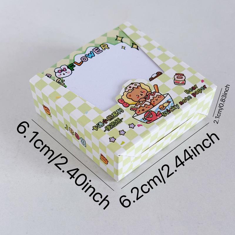 Cartoon Little Bear Non-Adhesive Tearable Sticky Note Pad for Convenient Messaging 200 sheets/box (4 designs/box)