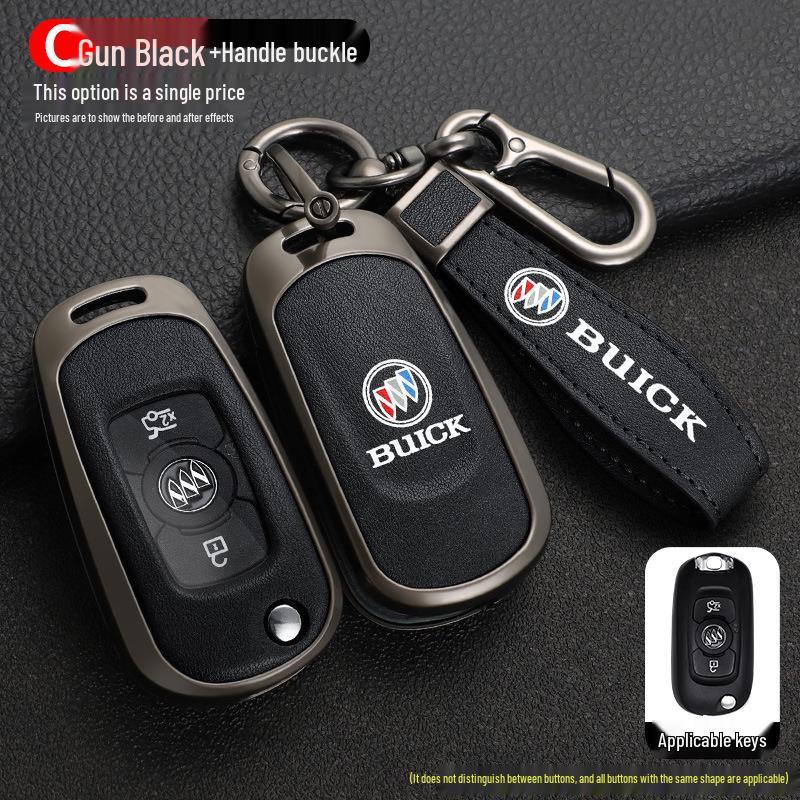 Leather Metal Car Key Cover for 16-17 Buick Verano GS Sedan/Hatchback