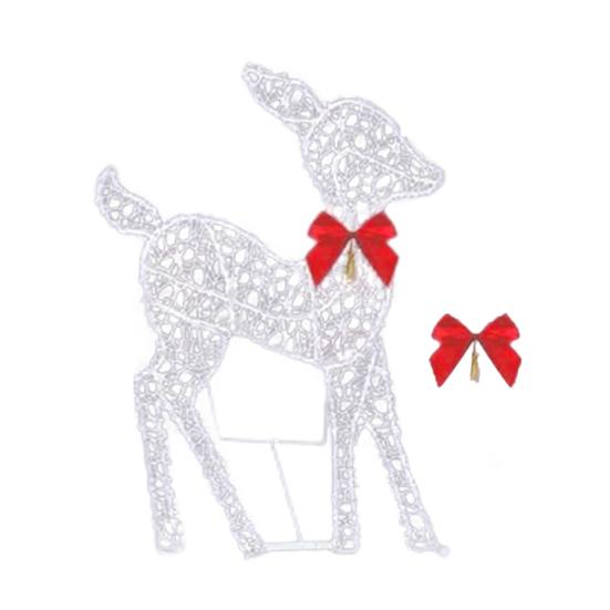 Christmas Light Up Reindeer Decoration Outdoor Lighted Deer Family with Bow 2D Waterproof Metal Reindeer for Yard Patio Lawn Garden Party Decor