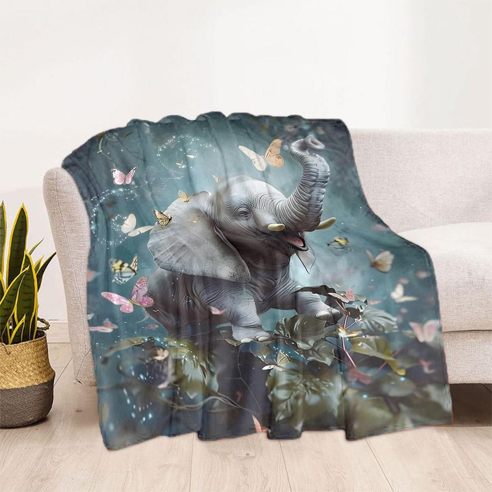 Vintage Flanelowy Koc z Wzorem Kwiatowym i Zwierzęcym - Miękki i Odpowiedni do Sof, Łóżek, Biur, Podróży, na Wszystkie Pory Roku oraz Świetny Prezent Świąteczny.
