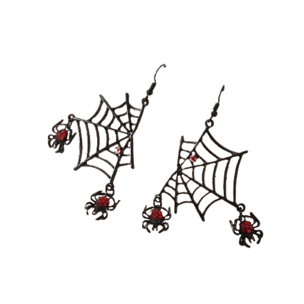 Rhinestone Halloween Earrings Punk Spider Pendant Earrings Aesthetic Spider Web Earrings  Party