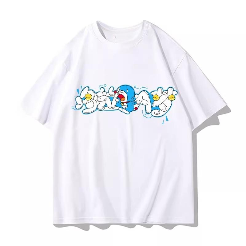 Potdemiel Summer New Arrival Children's 100% Cotton T-Shirt, Doraemon Style, Comfortable and Breathable Children's Clothing
