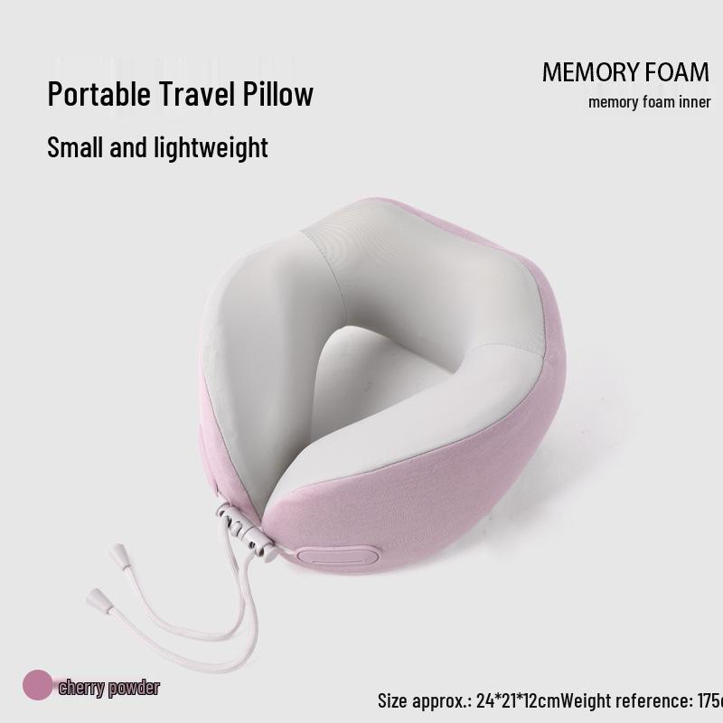 Cool Memory Foam U-Shaped Neck Support Travel Pillow - Portable for Office and Airplane, Customizable Logo Option