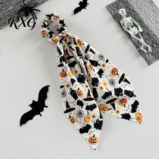 Colorful Hair Tie Halloween Satin Scrunchies for Women, Funny Pumpkin Printed Elastic Ties, Scrunchie Soft Ponytail Holders, Decorative Accessories