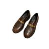 Grape mother with the same round head small gold coin classic lazy one-pedal loafer single shoes temperament versatile thick heel small leather shoes