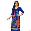 Muslim skirt, peacock print, round neck kurta, Morandi color, long skirt, suitable for holiday date, Eid festival, festival essential