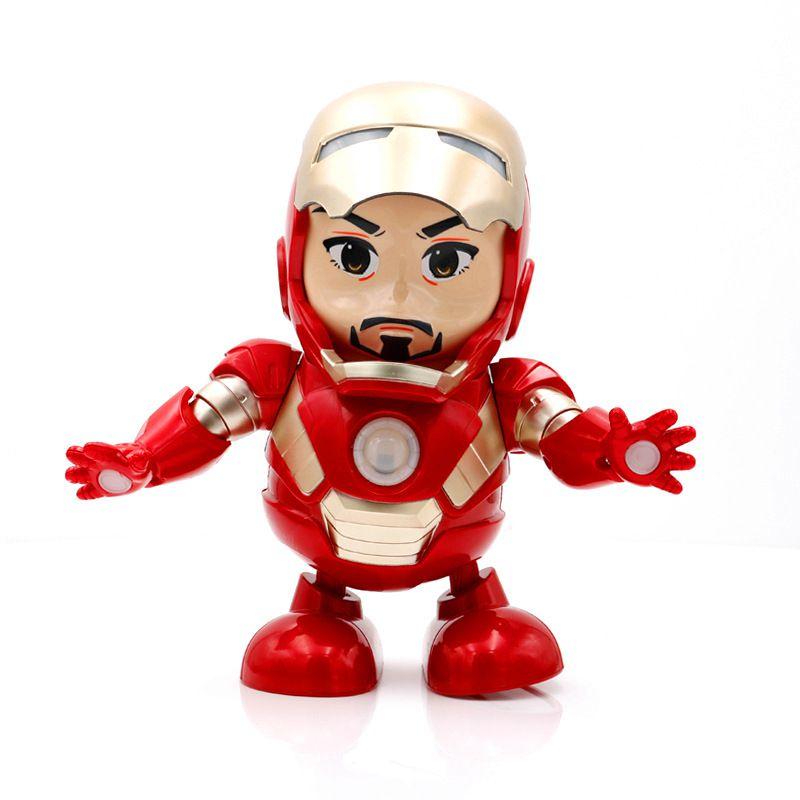 Vibrant Dance Iron Man Action Figure Toy With Led Flashlight And Sound Features