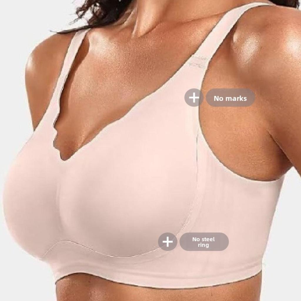 Women's Comfortable Wireless Bra - Seamless Soft V-neck Full Coverage with Removable Pad, Breathable Daily Casual Underwear, Machine Washable