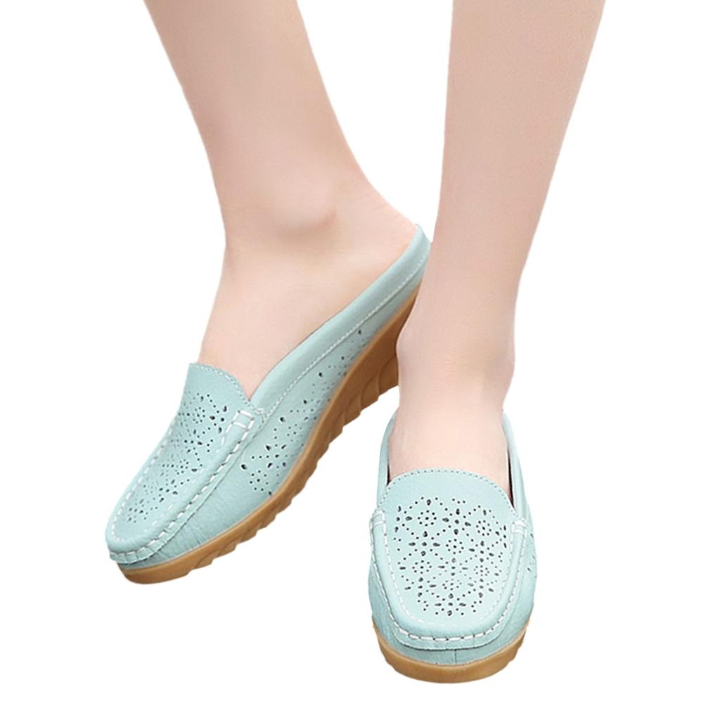 Ladies Shoes Casual Shoes Leather Hollow Breathable Heelless Casual Shoes Casual Shoes for Women Leather Extra Wide