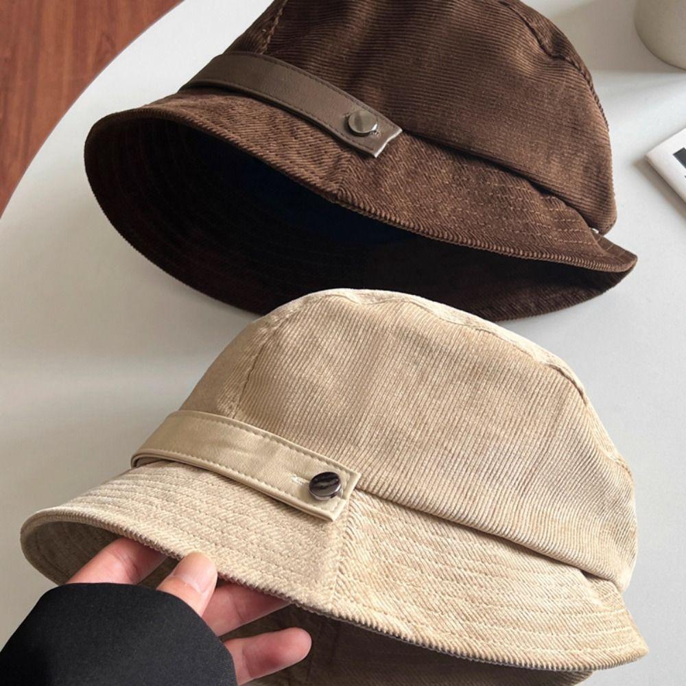 Warm Fisherman Caps Wide Brimmed Warm Basin Hat Casual Corduroy Bucket Hat Outdoor Travel