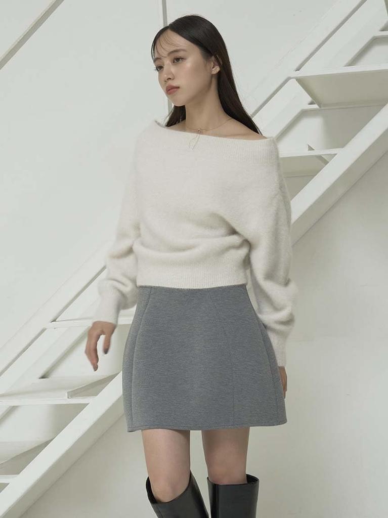 Snidel Fox Alpaca Pullover SWNT244040 IVR Women's Off-the-Shoulder