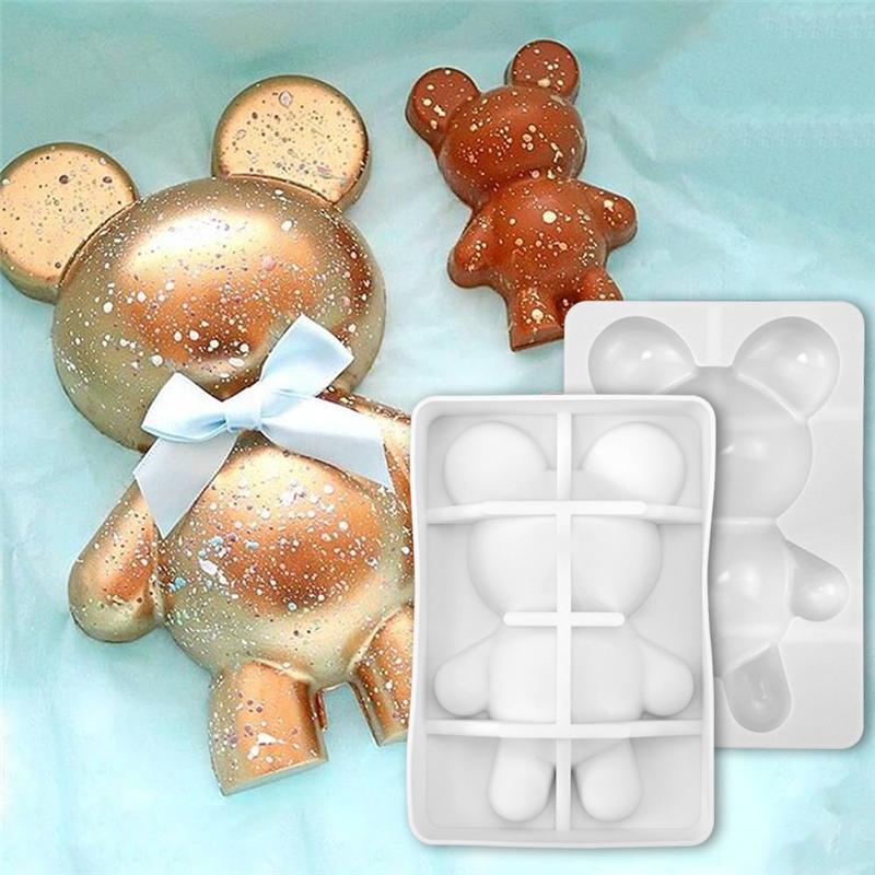Large Size 3D Surprise Bear Breakable Chocolate Silicone Mold DIY Creative Mousse Cake Mould For Cake Decorating Tools Bakeware