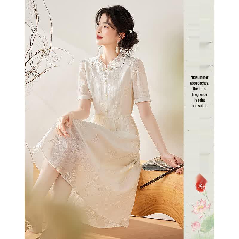 Elegant Waist-Cinching Short Sleeve Midi Dress XL