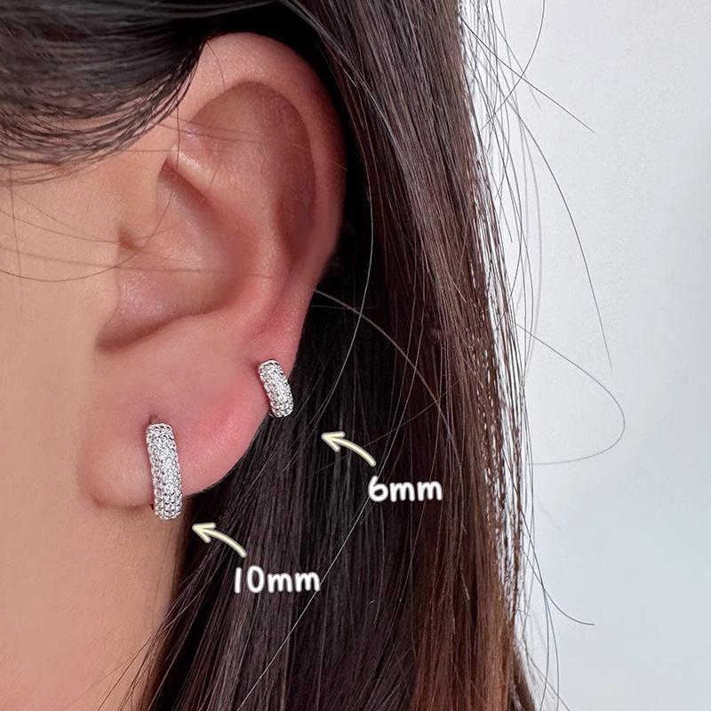 

Korean Luxury Rhinestone Open Earrings: Minimalist Exquisite Jewelry Silver Small Hoops 0626