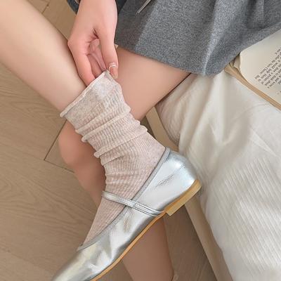 White Socks Socks Summer Thin Breathable Cutout Mesh Ballet Style Long Socks Stacked With Socks