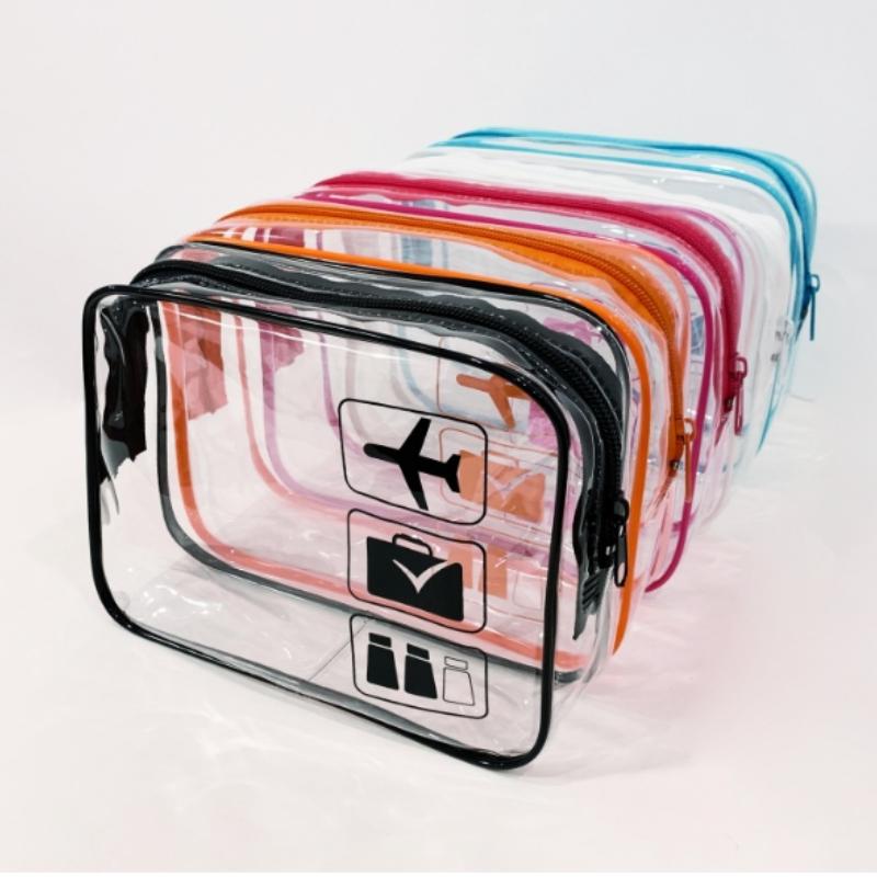 Clear Makeup Bag with Zippers Transparent Organizer Cosmetic Bags for Vacation Business Trip Airport Bathroom