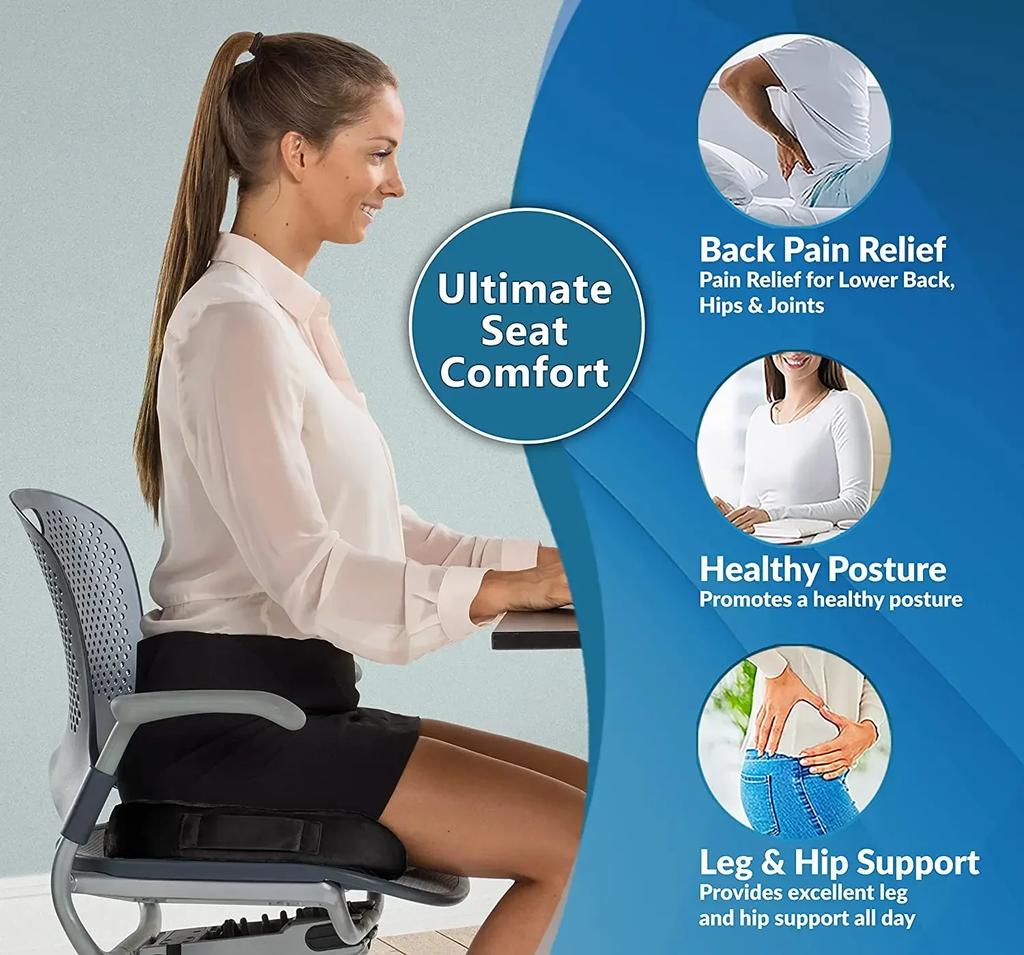 Gel Enhanced Seat Cushion Non-Slip Orthopedic Gel Memory Foam Coccyx Cushion for Tailbone Pain Office Chair Car Seat Cushion
