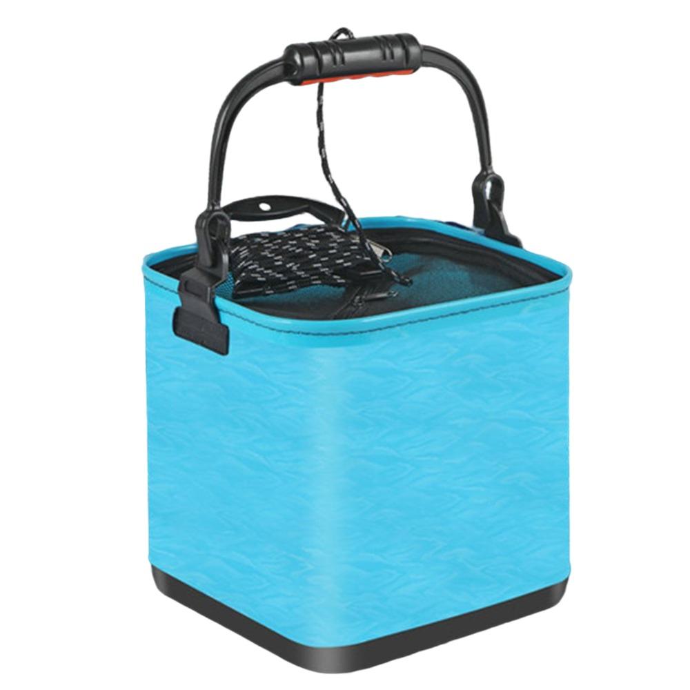 

Складное ведро, 3D текстурированное ведро для рыбы, контейнер для снастей и живой наживки, для рыбалки на открытом воздухе синий