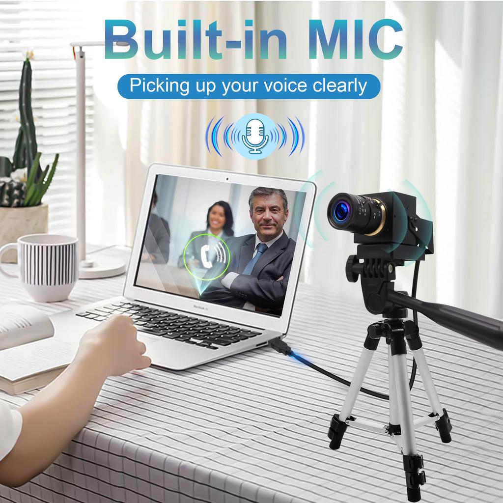 ELP 4K USB Camera with Microphone Manual Zoom Webcam Varifocal PC Camera for Computer Mini UVC Webcam IMX317 Varifocal Audio Video with USB Camera 8mp