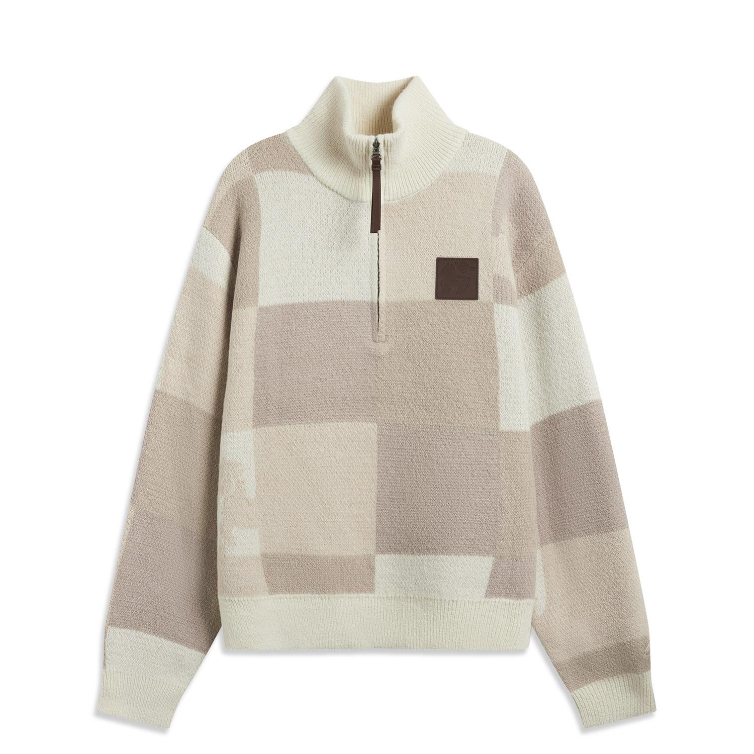 

Li-Ning Sports Lifestyle Series Stand Collar Embroidered Letter Couple Knit Sweater Unisex sweater AMBW203-2 2XL